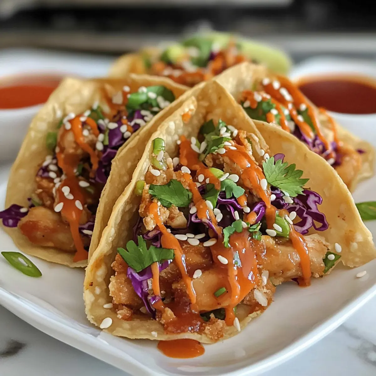 Knusprige Hühnchen Wonton Tacos