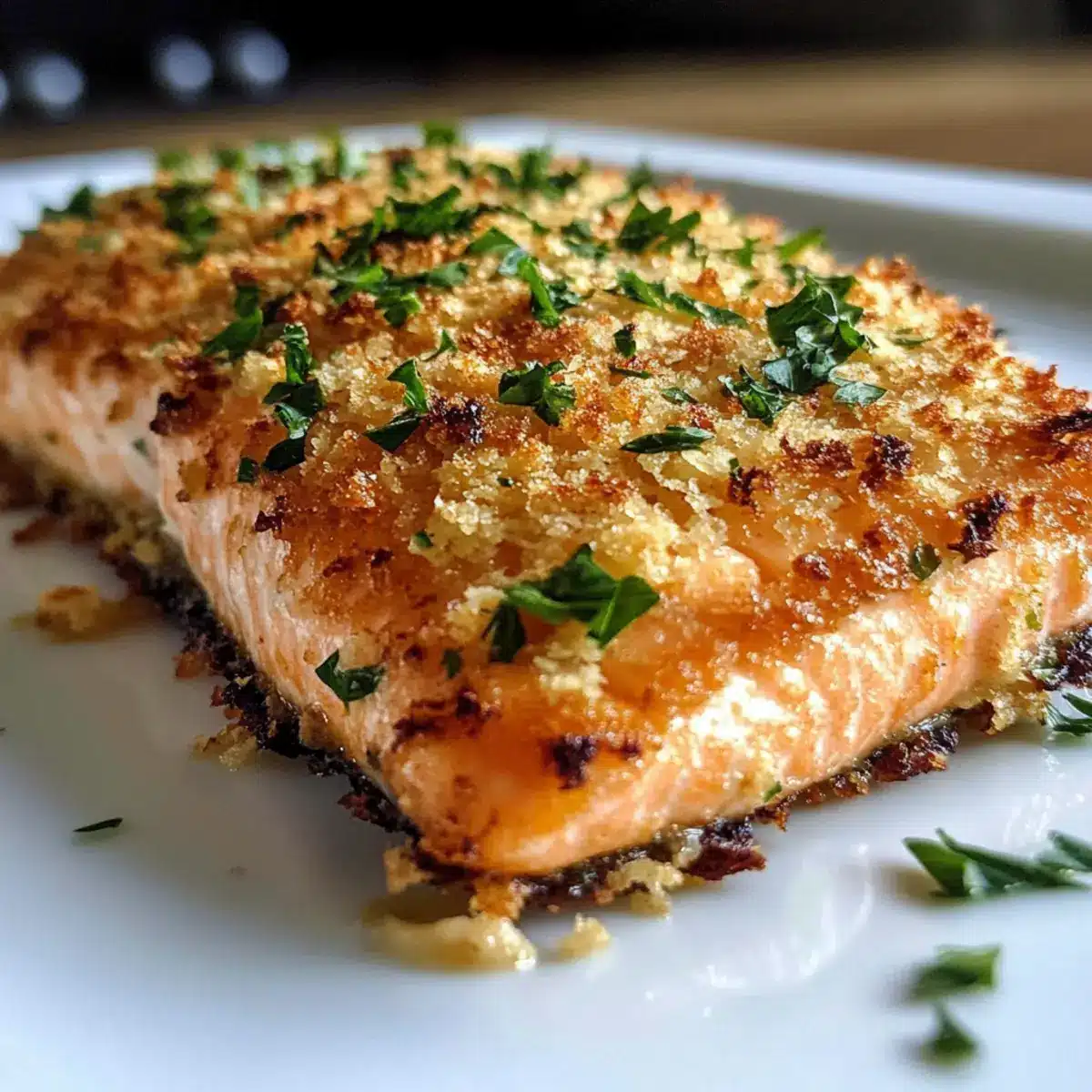 Knuspriger Parmesan-Kruste gebackener Lachs