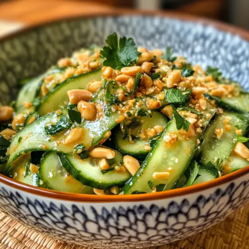 Glutenfreier würziger Erdnussgurkensalat