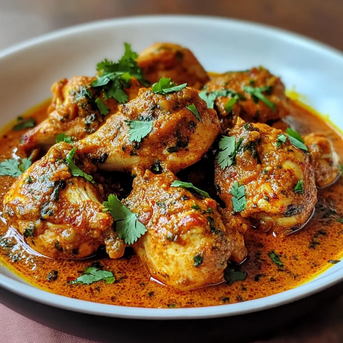 Hähnchen Changezi Rezept Zutaten: - 500 g Hähnchenbrust - 2 Zwiebeln - 3 Tomaten - 1 Teelöffel Ingwer-Knoblauch-Paste - 1 Teelöffel Korianderpulver - 1 Teelöffel Kreuzkümmelpulver - 1 Teelöffel rotes Chilipulver - 1 Tasse Joghurt - 2 Esslöffel Öl - Salz nach Geschmack - Frischer Koriander zum Garnieren Anleitung: 1. Hähnchen in Stücke schneiden und mit Joghurt, Ingwer-Knoblauch-Paste, Korianderpulver und Salz marinieren. 2. Zwiebeln in Öl anbraten, bis sie goldbraun sind. 3. Tomaten hinzufügen und weich kochen. 4. Gewürze hinzufügen und gut umrühren. 5. Hähnchenmischung dazugeben und kochen, bis das Hähnchen gar ist. 6. Mit frischem Koriander garnieren und servieren.