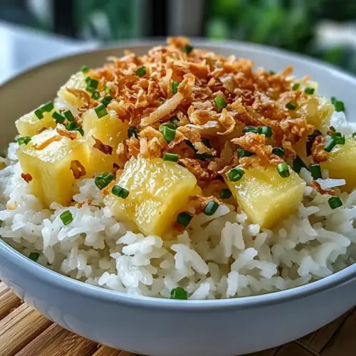 Cremiger Kokosnuss Ananas Reis