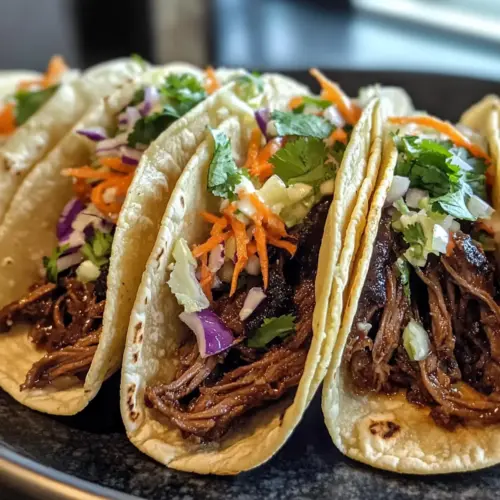 Koreanische Rindfleisch-Tacos mit Gochujang-Slaw
