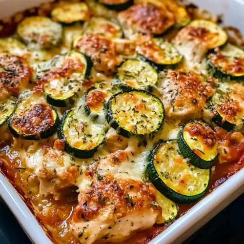 Bester mediterraner Hähnchen-Zucchini-Auflauf