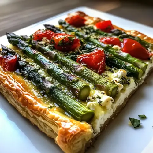 Flockiger Kräuter-infundierter mediterraner Spargeltart