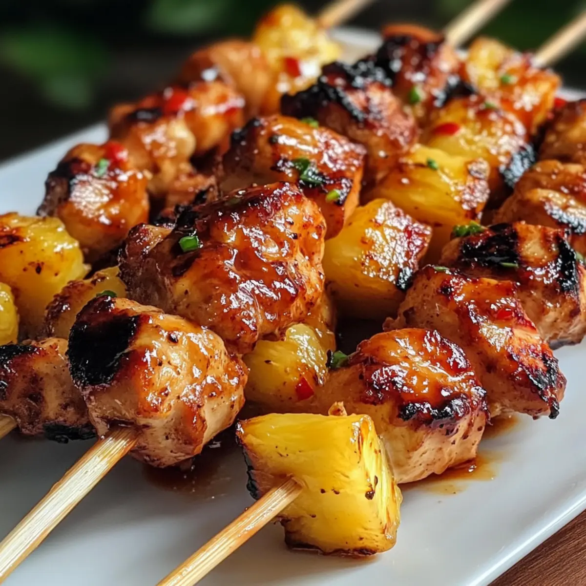 Honig Sriracha Glasierte Hähnchenspieße