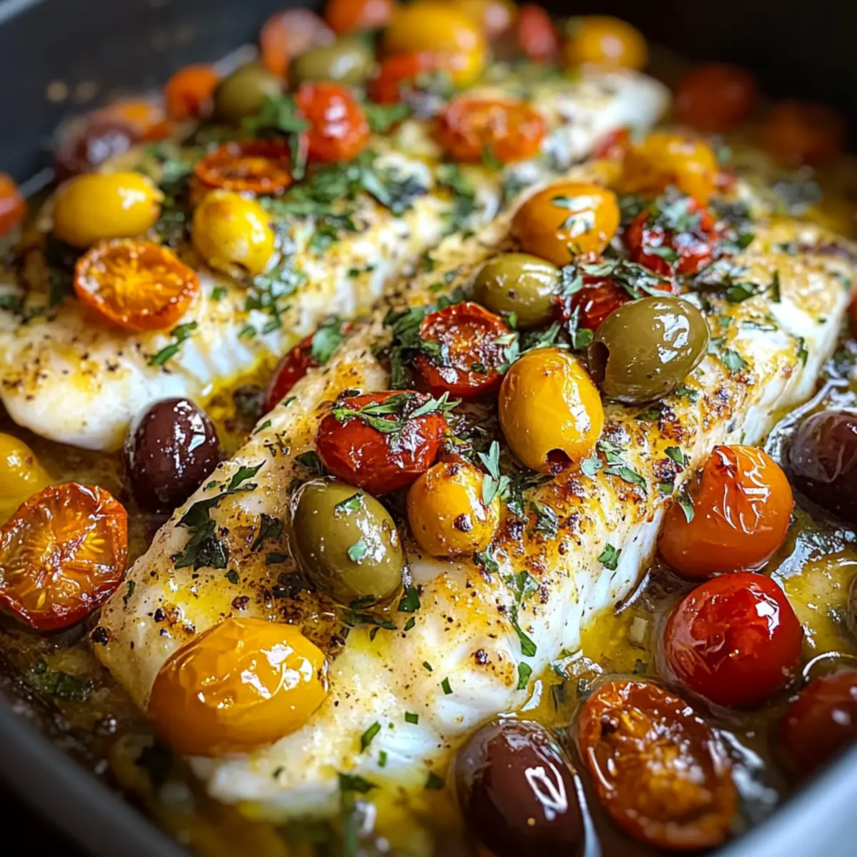 Mittelmeers gebackener Fisch Rezept Zutaten: - 4 Fischfilets - 2 Esslöffel Olivenöl - 1 Zitrone, in Scheiben - 2 Knoblauchzehen, gehackt - 1 Tasse Kirschtomaten, halbiert - 1/2 Tasse schwarze Oliven, entsteint - 1 Teelöffel getrockneter Oregano - Salz und Pfeffer nach Geschmack - Frische Petersilie zum Garnieren Anleitung: 1. Den Ofen auf 200 Grad Celsius vorheizen. 2. Ein Backblech mit Olivenöl einfetten. 3. Die Fischfilets auf das Blech legen. 4. Mit Knoblauch, Kirschtomaten, Oliven und Zitronenscheiben belegen. 5. Oregano, Salz und Pfeffer darüber streuen. 6. Im vorgeheizten Ofen etwa 20 Minuten backen, bis der Fisch gar ist. 7. Vor dem Servieren mit frischer Petersilie garnieren.