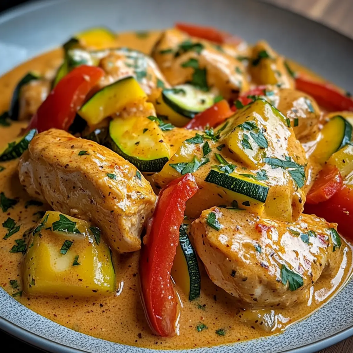 Paprika-Zucchini-Sahne-Hähnchen