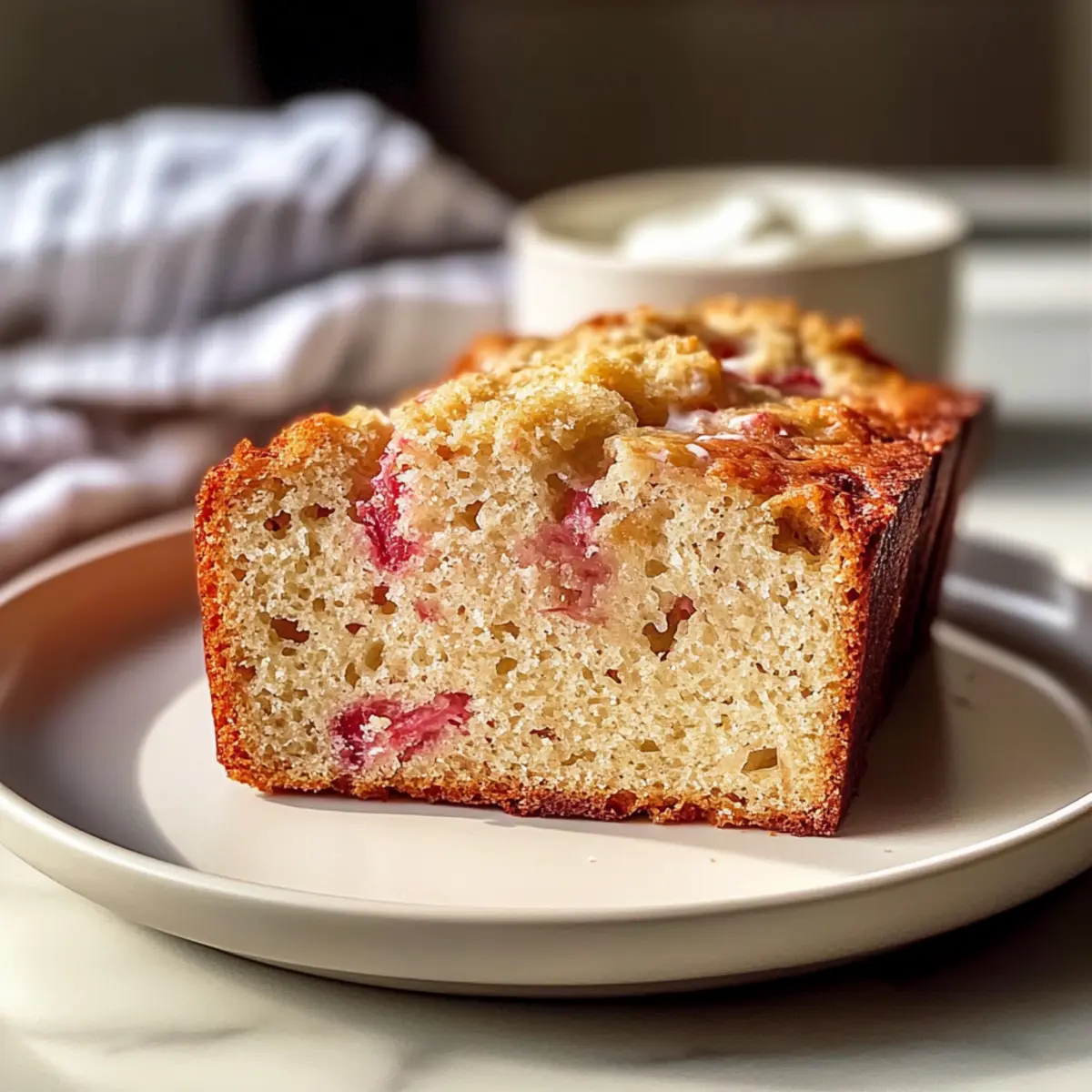 Weicher Rhabarberbrot mit Sauerrahm