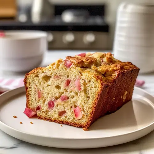 Weiches Rhabarberbrot mit saurer Sahne