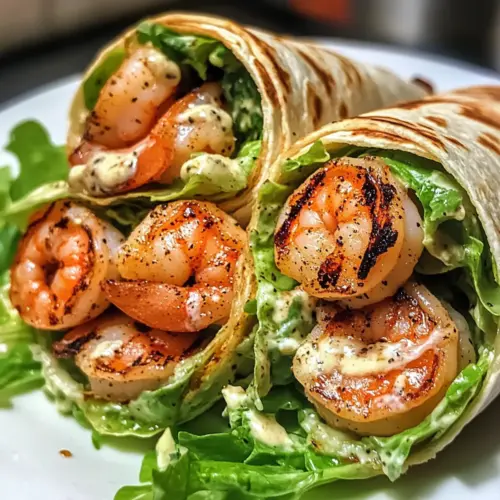 Gegrillte Garnelen Caesar Wraps