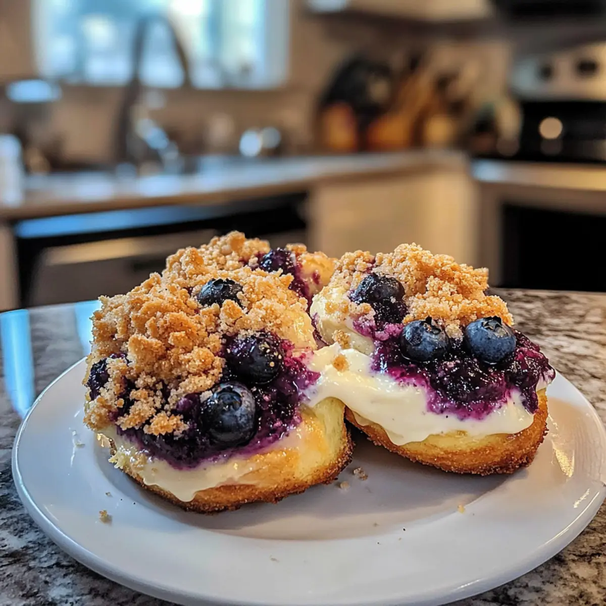 Heidelbeer-Pudding-Crumble-Brötchen