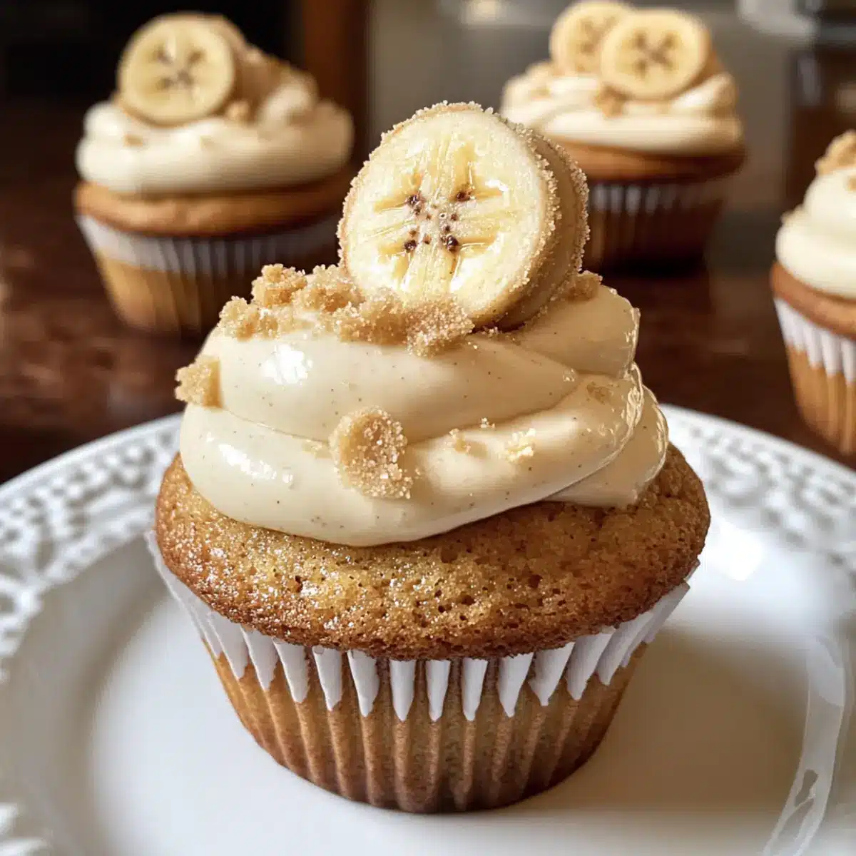 Braune Butter Bananenpudding Cupcakes
