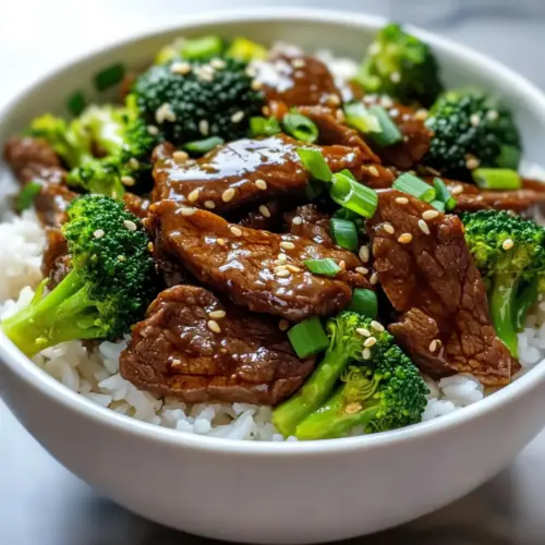 Herzhafter Honigknoblauch-Rindfleisch- und Brokkoli-Bowl
