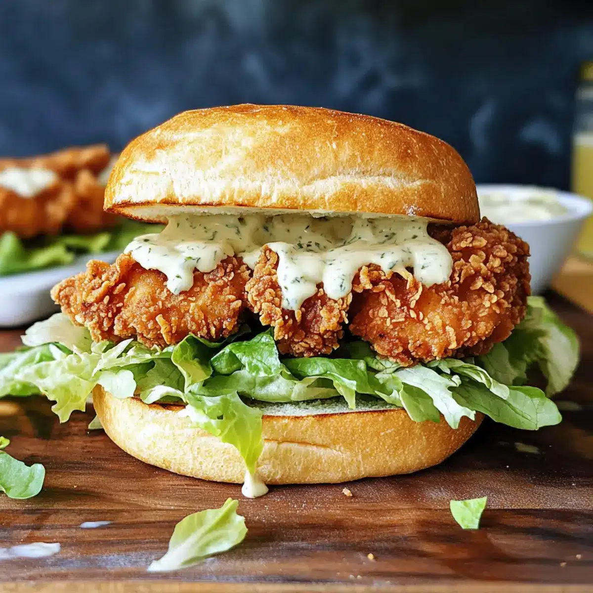 Crispy Chicken Caesar Sandwich Knuspriges Hähnchen Caesar Sandwich