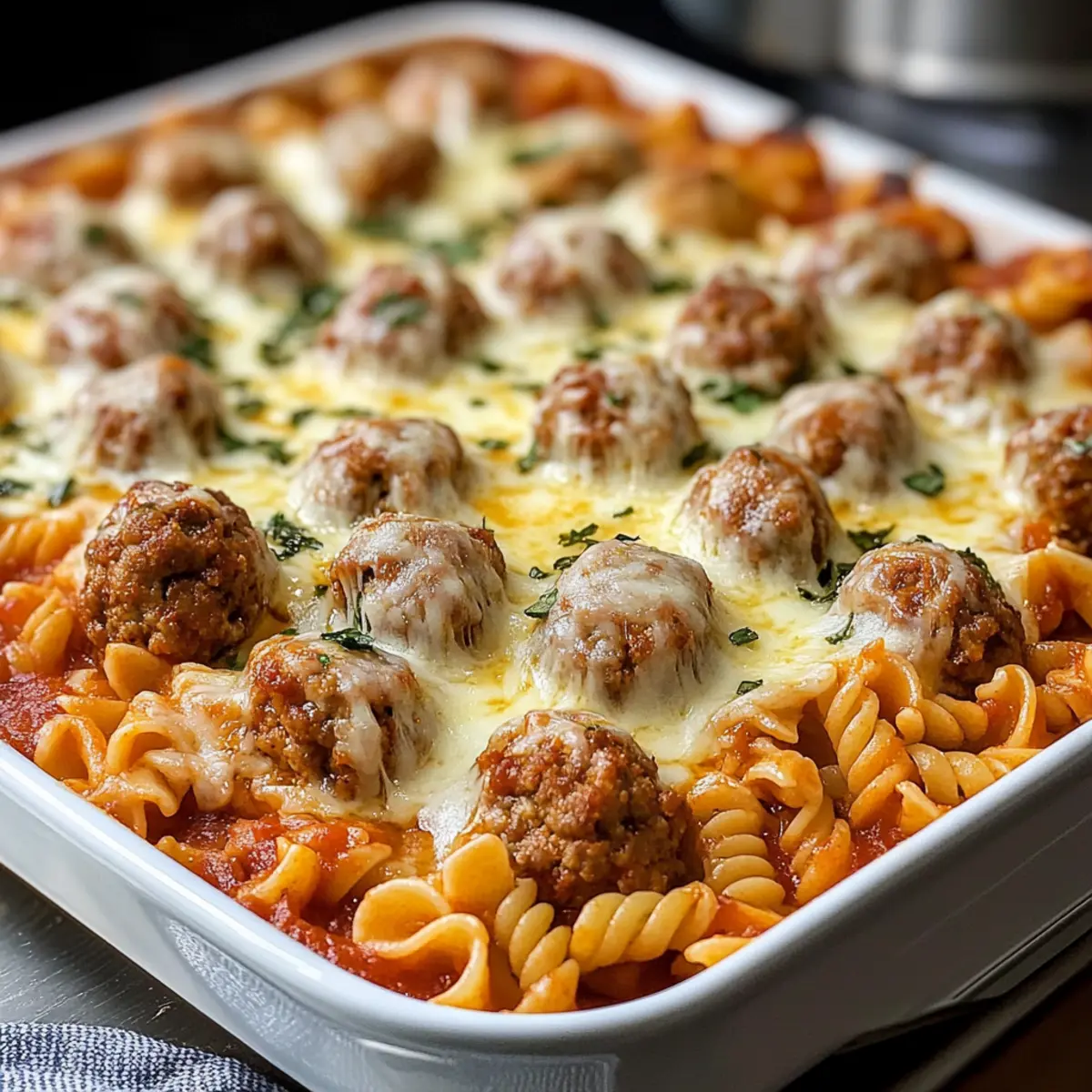 Kippen und Backen Fleischbällchen Auflauf