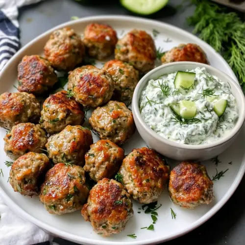 Griechische Truthahnfrikadellen mit Tzatziki-Sauce