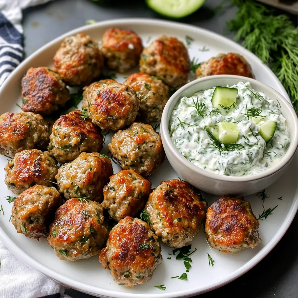 Griechische Truthahnfrikadellen mit Tzatziki-Sauce