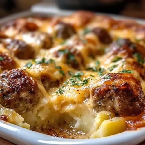 Fleischbällchen mit Kartoffeln und Käse