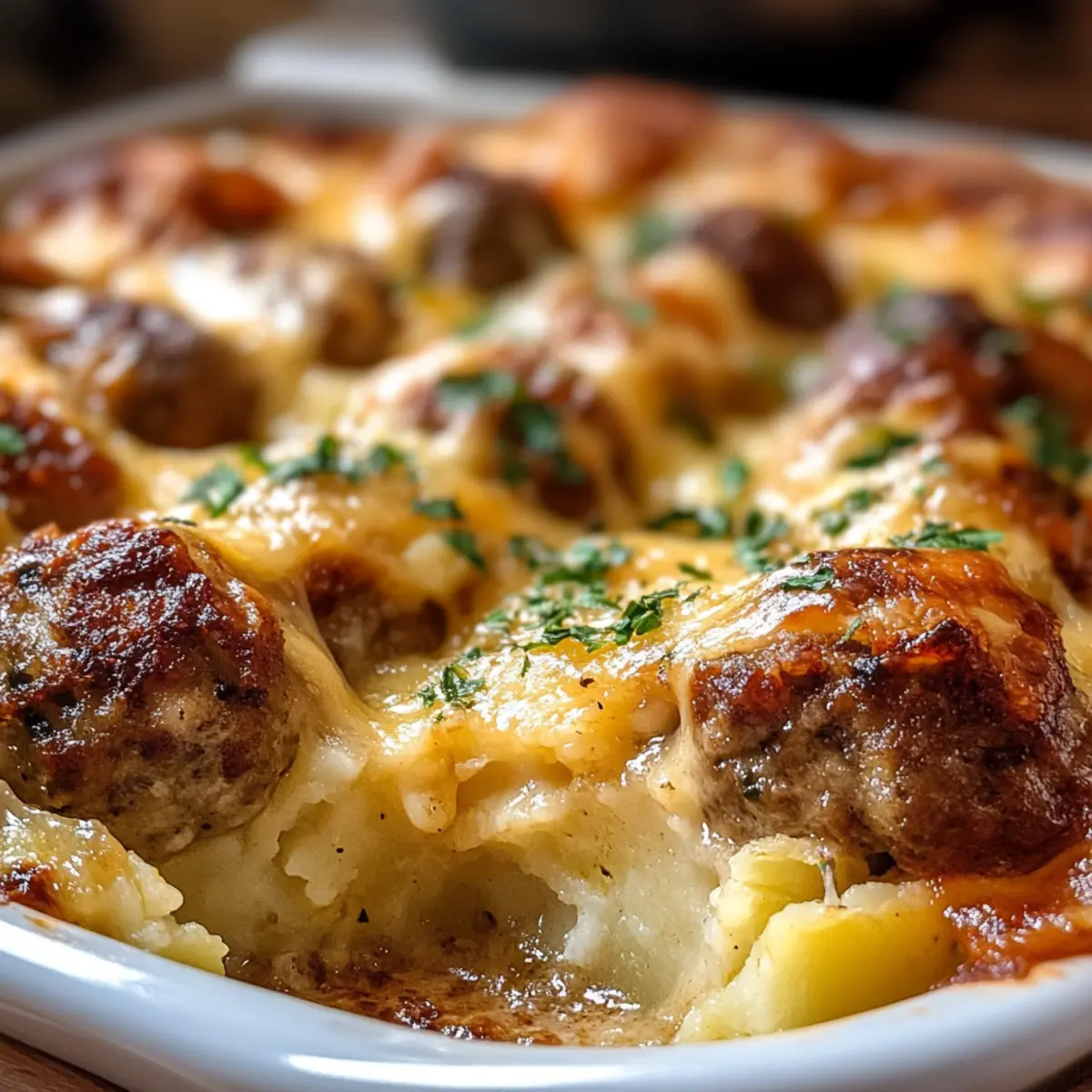 Fleischbällchen mit Kartoffeln und Käse